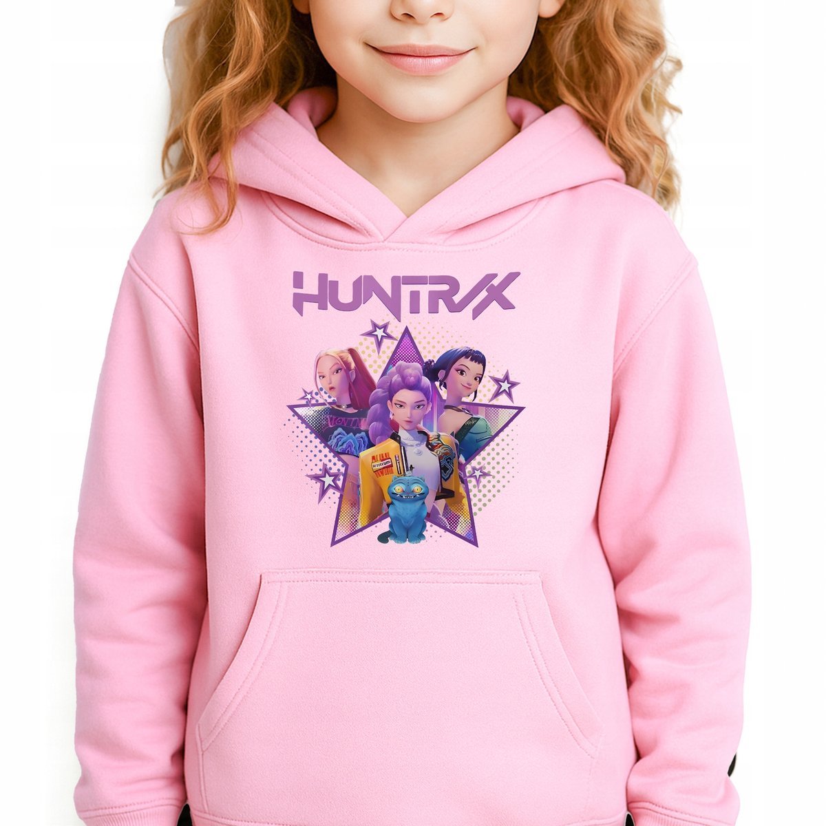 Bluza Dziecięca Różowa Z Kapturem HUNTRIX GIRLS Muzyka Wzory Rozmiar 116 cm