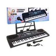 Instrumenty muzyczne dla dzieci - Dziecięcy keyboard z mikrofonem, stojakiem, USB, MP3 MQ6159UFB - miniaturka - grafika 1