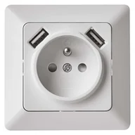 Gniazdka elektryczne - LEDart French z Usb 2,1A max. IP20 błyszczące bia - miniaturka - grafika 1