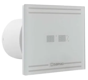 Sapho Glass - Wentylator osiowy z wyświetlaczem LED i timerem, 8 W, rura 100 mm, kolor biały GS103 - Wentylatory sufitowe - miniaturka - grafika 1