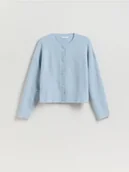 Swetry damskie - Reserved - Kardigan z obniżoną linią ramion - jasnoniebieski - miniaturka - grafika 1