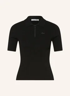 Lacoste Dzianinowa Koszulka schwarz - LACOSTE - Koszulki i topy damskie - miniaturka - grafika 1
