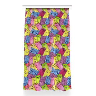 Gotowa zasłona z grafiką Szczęśliwe koty 150x260, Fabricsy - Zasłony - miniaturka - grafika 1