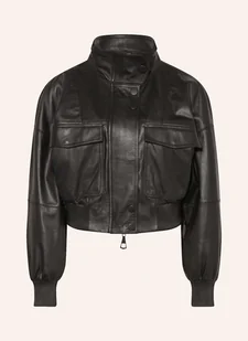 Marella Kurtka Skórzana schwarz - Moda i Uroda OUTLET - miniaturka - grafika 1