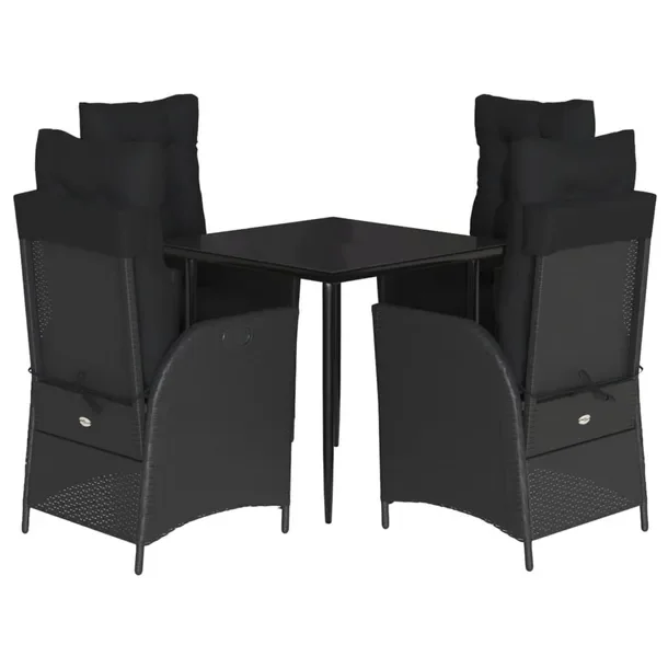 Zestaw Mebli Ogrodowych Rattan PE Czarny 4 Krzesła 80x80x74cm