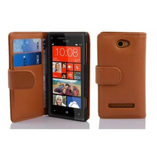 Etui Cadorabo do HTC 8S w kolorze COGNAC BROWN Etui na telefon komórkowy wykonane z teksturowanej sztucznej skóry z funkcją podstawki i miejscem na kartę Etui Etui ochronne Etui z klapką w stylu książki - Etui i futerały do telefonów - miniaturka - grafika 1