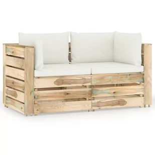 Ogrodowa sofa 2-os z poduszkami, impregnowane na zielono drewno kod: V-3074545 - Meble ogrodowe - miniaturka - grafika 1