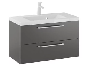 Szafka Wisząca Z Umywalką RON 80 cm - Titan Mat - Uchwyty Białe Matowe - Szafki łazienkowe - miniaturka - grafika 1