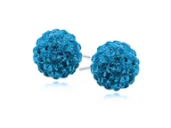 Kolczyki - Swarovski Valerio.pl Kolczyki kulki kryształki capri blue 12mm shamballa discoball srebro 925 CRH0010E12 CRH0010E12 - miniaturka - grafika 1