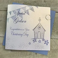 Kartki okolicznościowe i zaproszenia - WHITE COTTON CARDS white cotton cards 'Special Godson Congratulations On Your chrzest Day' ręcznie wykonana kartka, niebieska, PD60 PD60 - miniaturka - grafika 1