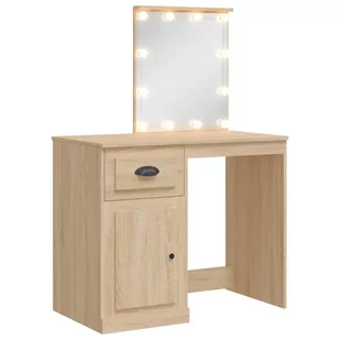 Toaletka z lampkami LED, dąb sonoma, 90x42x132,5 cm  Lumarko! - Toaletki - miniaturka - grafika 3