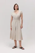 Sukienki - Sukienka z lnem Portofino beżowa - miniaturka - grafika 1
