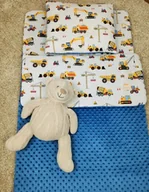 Śpiworki dla dzieci - Śpiworek do przedszkola Koparki - Minky jeans - miniaturka - grafika 1