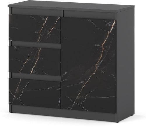 Komoda Z 3 Szufladami Mała Szafka Pojemna 80cm Szary Mat San Sebastian