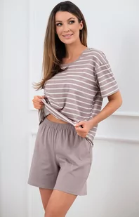 Piżama damska na krótki rękaw i krótkie spodnie cappucino Betty, Kolor cappuccino-biały, Rozmiar S, Italian Fashion - Primodo.com - Piżamy damskie - miniaturka - grafika 1