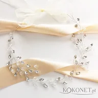 Ozdoby do włosów - Gałązka ślubna z cyrkoniami srebrna - miniaturka - grafika 1