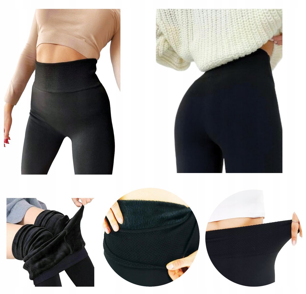 Getry Legginsy Ocieplane Futerkiem Grube Ciepłe Bambusowe Wygodne r. XL