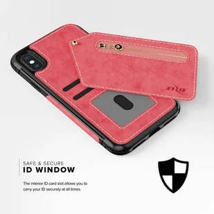 Zizo Nebula Wallet Case Skórzane etui iPhone X z kieszeniami na karty + saszetka na zamek + szkło 9H na ekran (Pink/Black) - Etui i futerały do telefonów - miniaturka - grafika 6