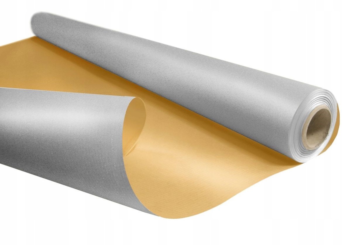 OZDOBNY PAPIER NA ROLCE DUO METAL SREBRNO ZŁOTY 69CM/50M