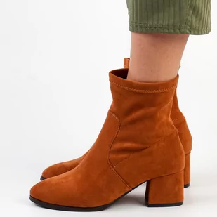 Jezzi Camelowe zamszowe botki damskie 1917-1 - - Botki damskie - miniaturka - grafika 1