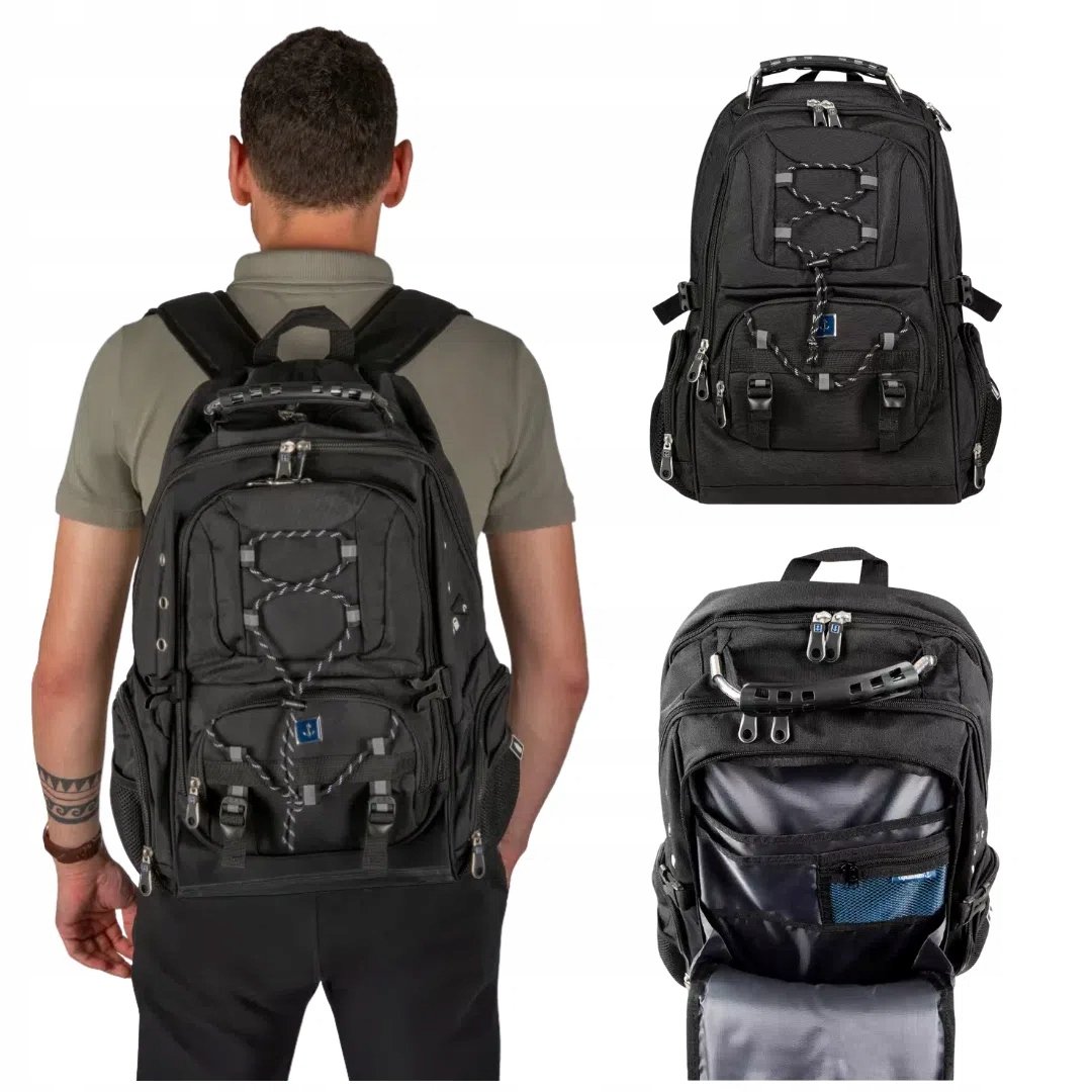 Plecak turystyczny 50x36x23 do samolotu 45L podróżny bagaż podręczny czarny