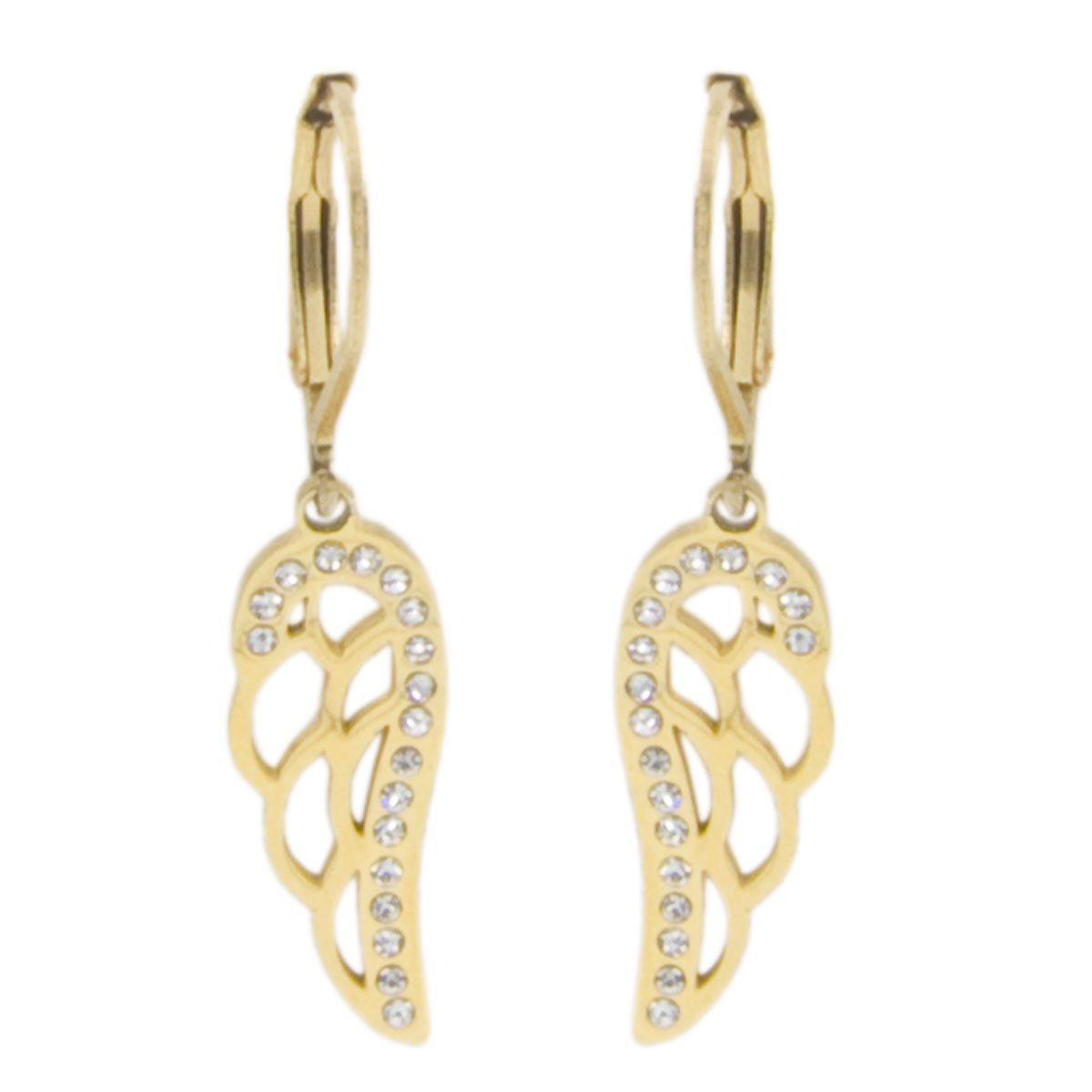 Kolczyki skrzydła złote z stali chirurgicznej antyalergiczne