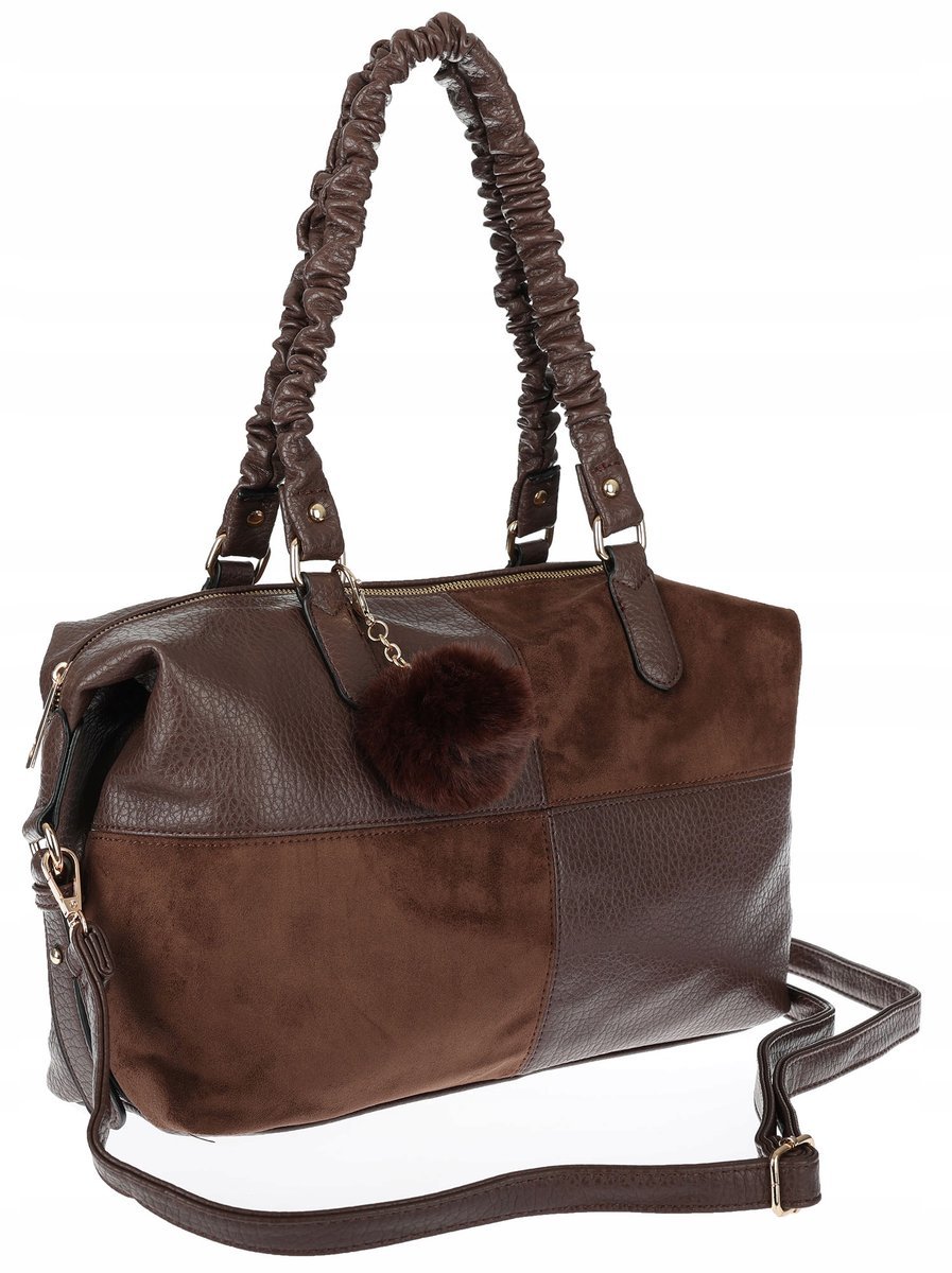 Torebka damska shopper A4 elegancka torba duża do pracy HJ1255 Brązowa