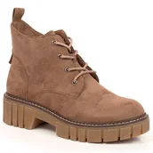 Botki damskie - Workery damskie ocieplane na platformie zamszowe brązowe Sergio Leone - miniaturka - grafika 1