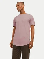 Koszulki męskie - Jack&Jones T-Shirt Jjenoa 12113648 Różowy Long Line Fit - miniaturka - grafika 1