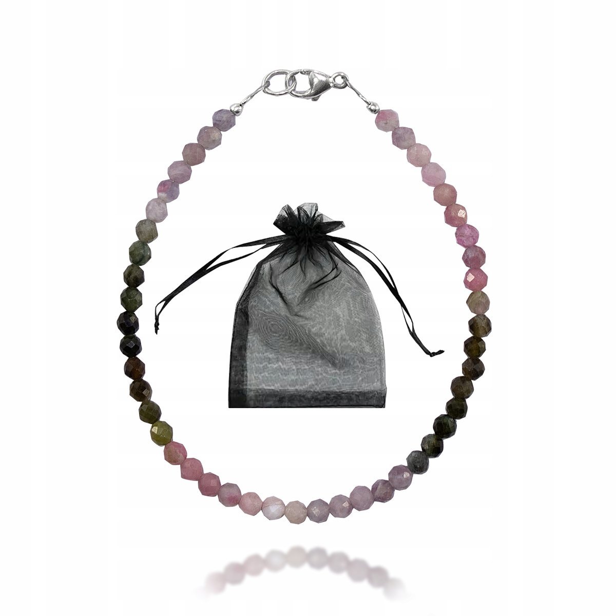 Bransoletka Kamień TURMALINY Cieniowane faset 3mm Zapięcie Srebro 925 17cm