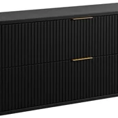 Szafki łazienkowe - Szafka łazienkowa GLAMOUR 120 cm CZARNA wisząca ryflowana 2 szuflady SOFT CLOSE 2 kolory uchwytów - miniaturka - grafika 1