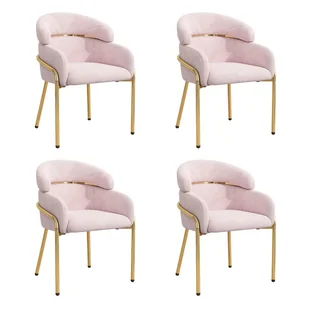 Zestaw 4 krzeseł do jadalni - 45x53x79cm - nogi metalowe - Tkanina welurowa - Różowy - Krzesła Zestaw 4 krzeseł do jadalni - 45x53x79cm - nogi metalowe - Tkanina welurowa - Różowy - Krzesła - miniaturka - grafika 1