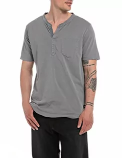Koszulki męskie - Replay T-shirt męski, Steel Grey 319, M - grafika 1
