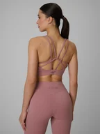Bielizna sportowa damska - 4F Biustonosz treningowy z niskim wsparciem damski - różowy XS - miniaturka - grafika 1