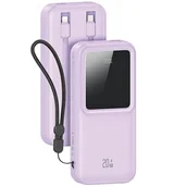 Powerbanki - USAMS Powerbank z wbudowanymi kablami USB-C+Lightning 30000 mAh 20W PD+Qc 3.0 Fast Charge X-chel Series fioletowy/purple 30KCD21303 (US-CD213) - miniaturka - grafika 1