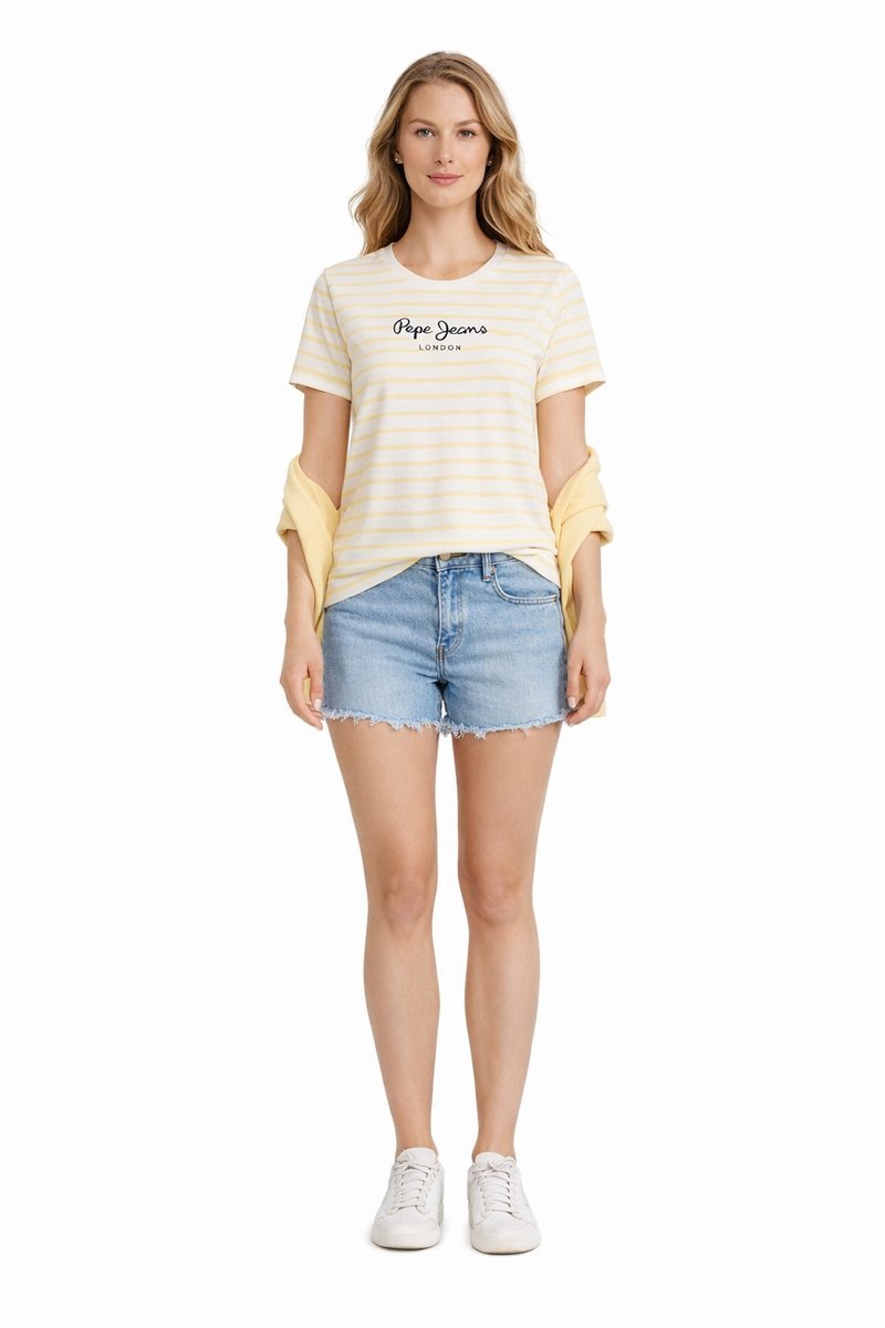 PEPE JEANS DAMSKI T-SHIRT BAWEŁNIANY W PASKI M I3A