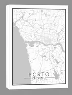 Obrazy i zdjęcia na płótnie - Porto mapa czarno biała - obraz na płótnie Wymiar do wyboru: 30x40 cm - miniaturka - grafika 1