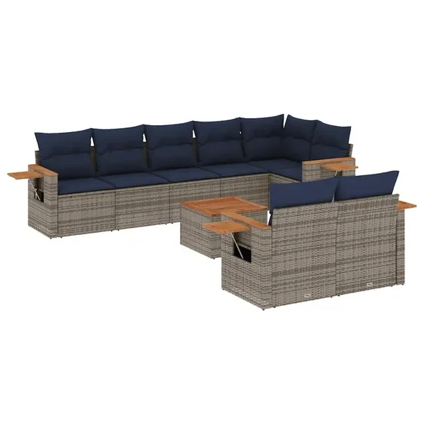 Zestaw mebli ogrodowych modułowych szary rattan PE 62 x 62 x 69 cm