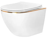 Miski WC - Rea Misa WC podwieszana Rea Carlo Mini Rimless Flat Tornado GOLD EDGE - miniaturka - grafika 1
