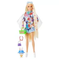 Lalki dla dziewczynek - Mattel Lalka Extra #12 Komplet w kwiatki/Blond włosy + króliczek HDJ45 HDJ45 - miniaturka - grafika 1