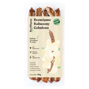 BEZMIĘSNY MIĘSN Wegańskie kabanosy cebulowe 160 g Bezmięsny Mięsny - Produkty wegańskie i wegetariańskie BEZMIĘSNY MIĘSN Wegańskie kabanosy cebulowe 160 g Bezmięsny Mięsny - Produkty wegańskie i wegetariańskie - miniaturka - grafika 1