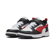 Odzież sportowa dziecięca - Dziecięce sneakersy PUMA Rebound V6 Lo PUMA White For All Time Red Black - miniaturka - grafika 1