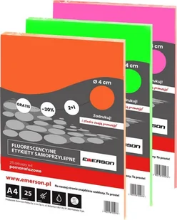 Emerson Fluorescencyjne etykiety samoprzylepne żółte kółka 40mm 25 arkuszy Emerson ETOKZOL02x025x010 - Etykiety samoprzylepne i bloki etykiet - miniaturka - grafika 1