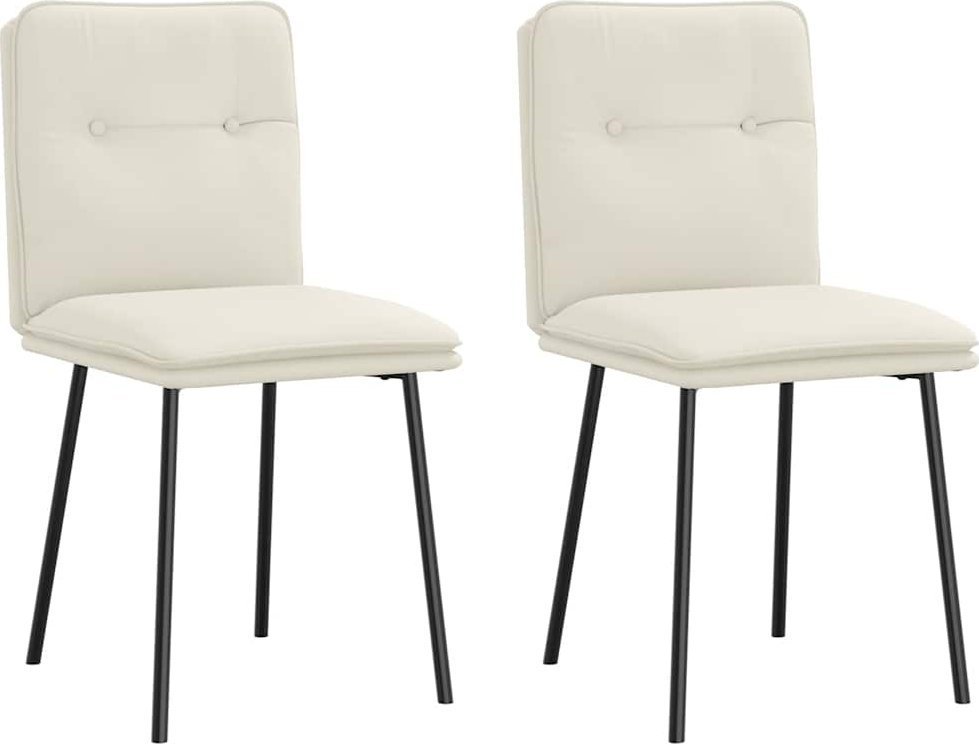 vidaXL Krzesła stołowe, 2 szt., kremowe, obite aksamitem