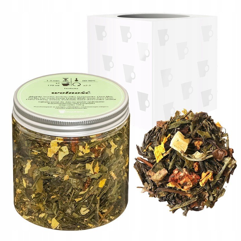 Zielona herbata WOLNOŚĆ ananas truskawki kwiat słonecznika 120g - sypana liściasta herbata PREMIUM na prezent upominek podarunek Cup&You