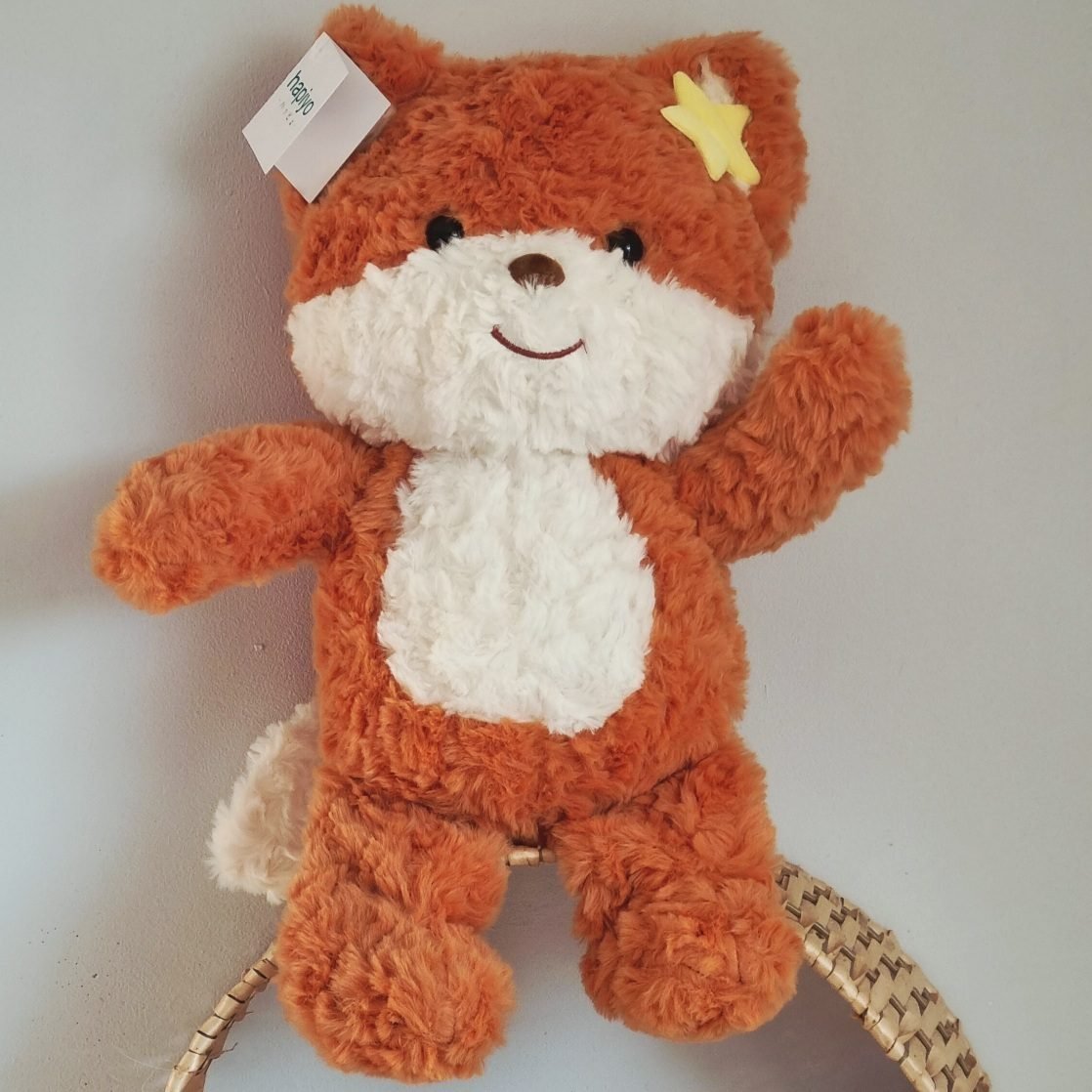 Maskotka pluszak miękki rudy lisek lis z kwiatkiem 40 cm