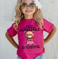 Koszulki dla dziewczynek - Różowa koszulka dla dziewczynki do przedszkola - miniaturka - grafika 1