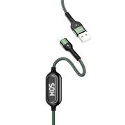 Kable USB - USAMS Kabel pleciony U48 lightning 1,2m 2A Fast Charging LED zielony/green SJ423USB02 (US-SJ423) - miniaturka - grafika 1