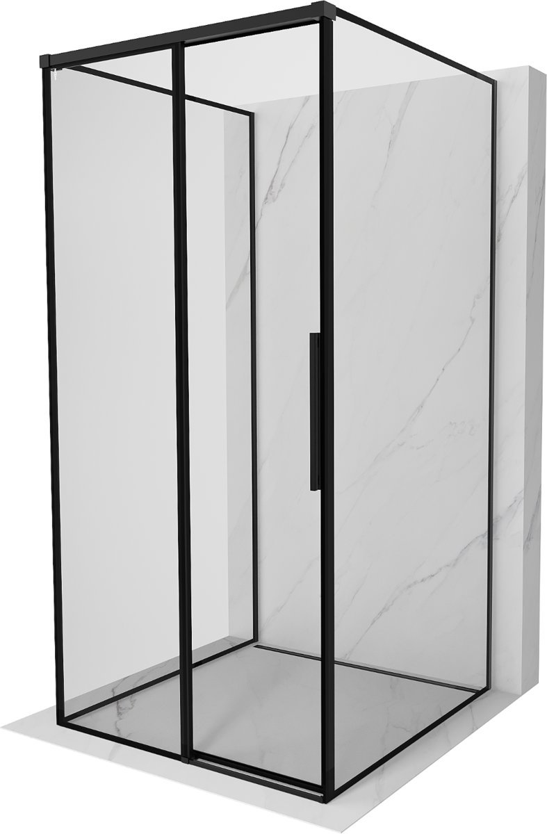 Mexen Rox-3S kabina prysznicowa 3-ścienna rozsuwana lewa 100 x 100 cm, czarna ramka, czarna - 8C2-100-100-70-70-3S-L