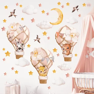 Naklejki na ścianę zwierzątka w balonach - Naklejki na ścianę - miniaturka - grafika 1